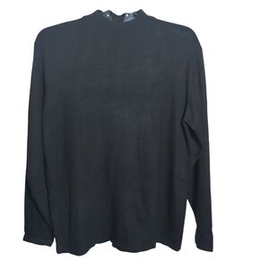 Claiborne Medium Black Knit Pullover Sweater Classic Designer Monochrome Glam